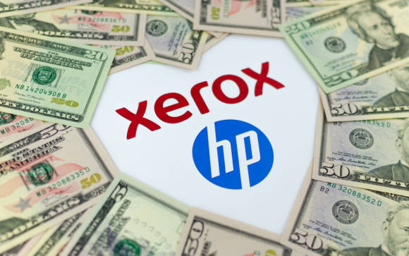 Xerox-HP Logos mit Geld 